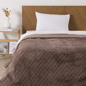 Frazada Atlantic Sherpa Jacquard 1.5 Plazas / Taupe - Mashini