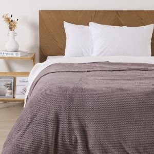 Frazada Atlantic Sherpa Jacquard 2 Plazas / Taupe - Mashini