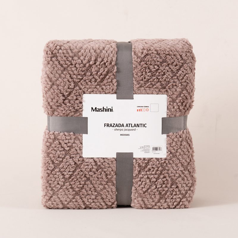 Frazada Atlantic Sherpa Jacquard 2 Plazas / Taupe - Mashini - Imagen 4