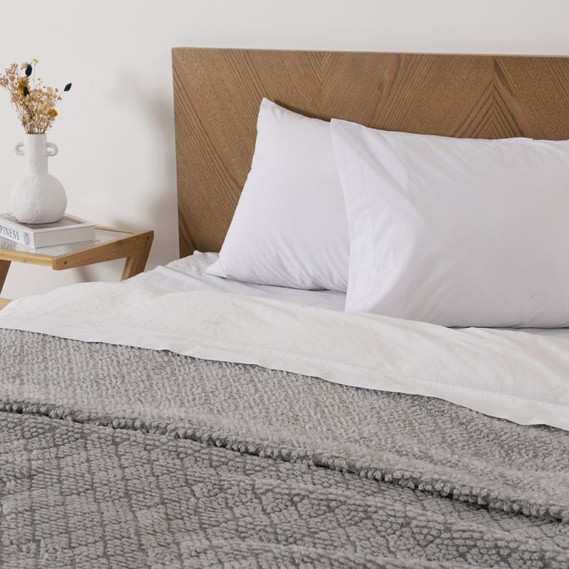 Frazada Atlantic Sherpa Jacquard 2 Plazas / Gris - Mashini - Imagen 3