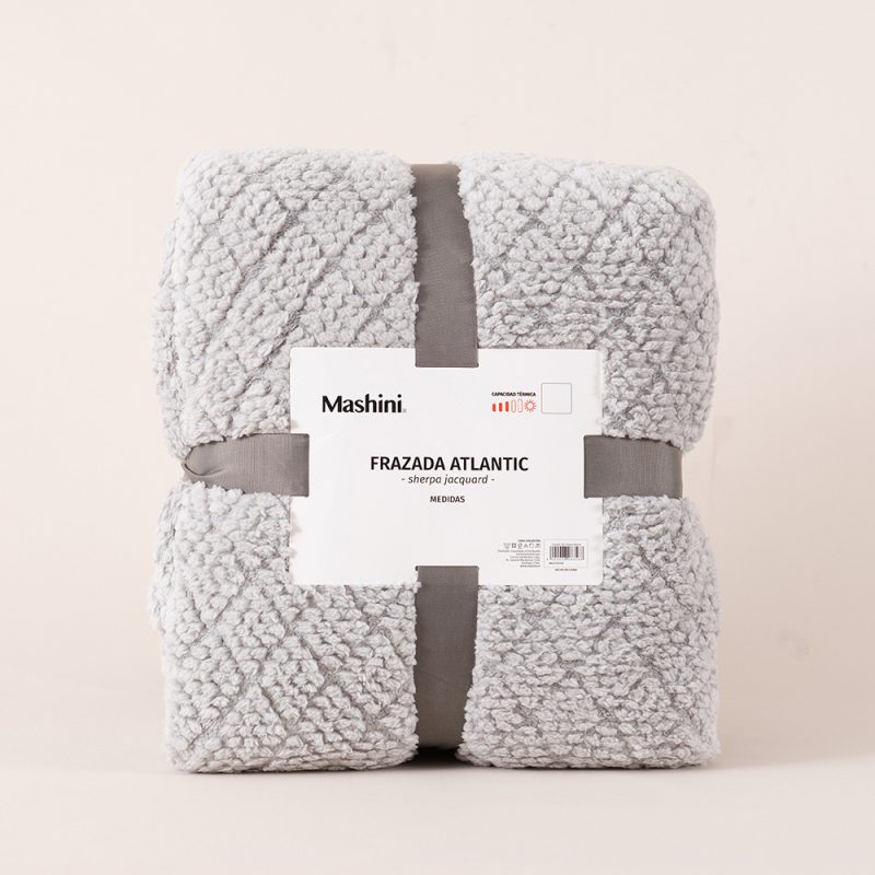 Frazada Atlantic Sherpa Jacquard 2 Plazas / Gris - Mashini - Imagen 4
