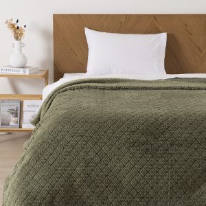 Frazada Atlantic Sherpa Jacquard 1.5 Plazas / Verde - Mashini