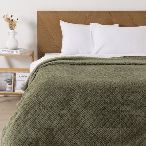Frazada Atlantic Sherpa Jacquard 2 Plazas / Verde - Mashini