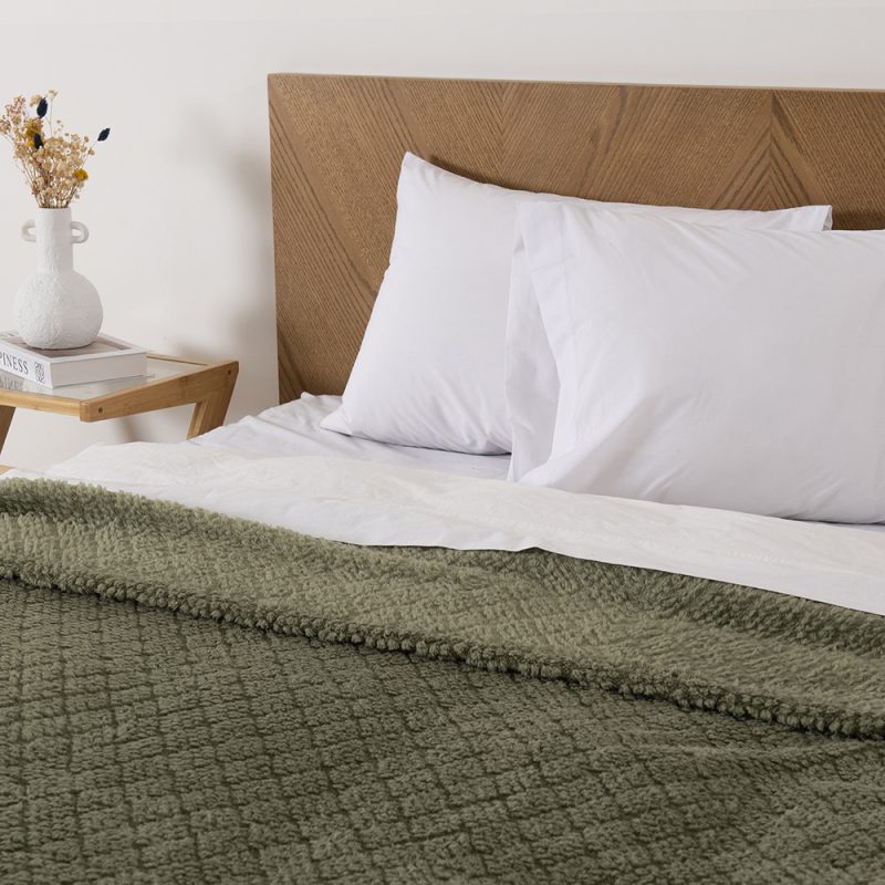 Frazada Atlantic Sherpa Jacquard 2 Plazas / Verde - Mashini - Imagen 3