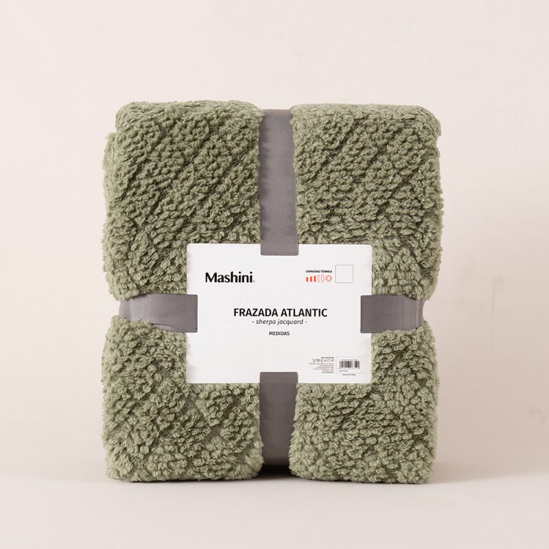 Frazada Atlantic Sherpa Jacquard 2 Plazas / Verde - Mashini - Imagen 4