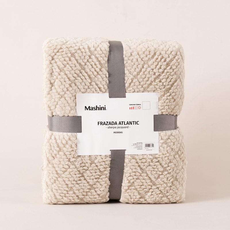 Frazada Atlantic Sherpa Jacquard 1.5 Plazas / Beige - Mashini - Imagen 3