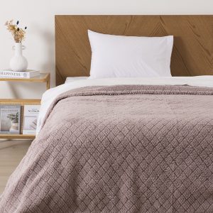 Frazada Atlantic Sherpa Jacquard 1.5 Plazas / Rosado - Mashini