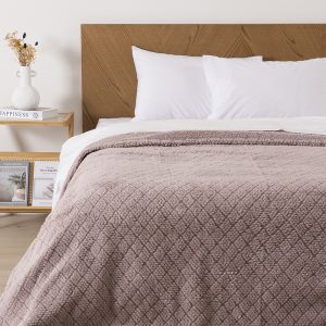 Frazada Atlantic Sherpa Jacquard 2 Plazas / Rosado - Mashini