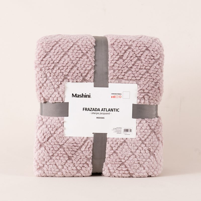 Frazada Atlantic Sherpa Jacquard King / Rosado - Mashini - Imagen 4