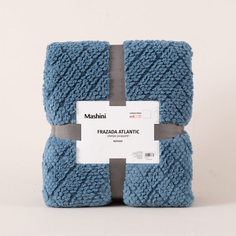 Frazada Atlantic Sherpa Jacquard 1.5 Plazas / Azul - Mashini - Imagen 3