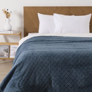 Frazada Atlantic Sherpa Jacquard King / Azul - Mashini