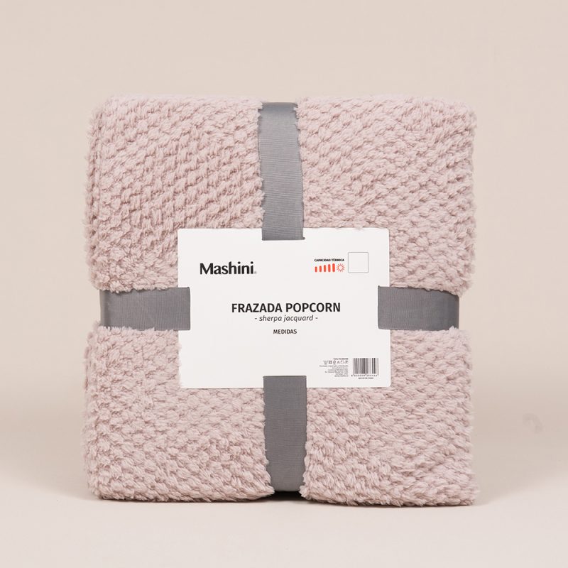 Frazada Pop Corn Sherpa Jacquard 1.5 Plazas / Rosa - Mashini - Imagen 3