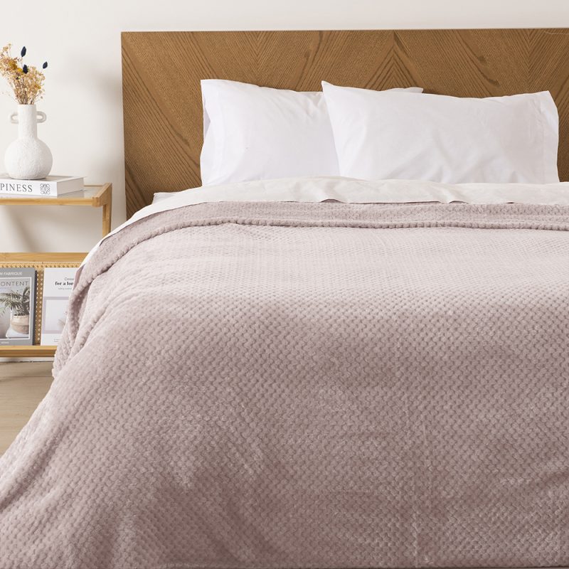 Frazada Pop Corn Sherpa Jacquard 2 Plazas / Rosa - Mashini