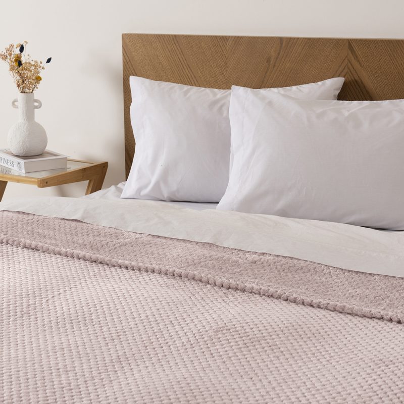 Frazada Pop Corn Sherpa Jacquard 2 Plazas / Rosa - Mashini - Imagen 3