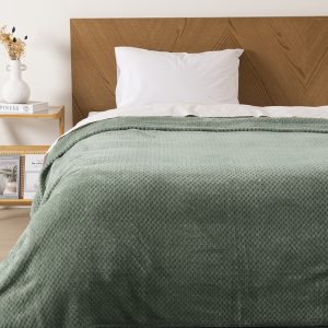 Frazada Pop Corn Sherpa Jacquard 1.5 Plazas / Verde - Mashini