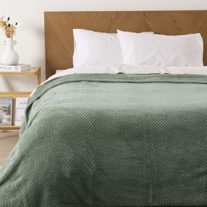 Frazada Pop Corn Sherpa Jacquard 2 Plazas / Verde - Mashini