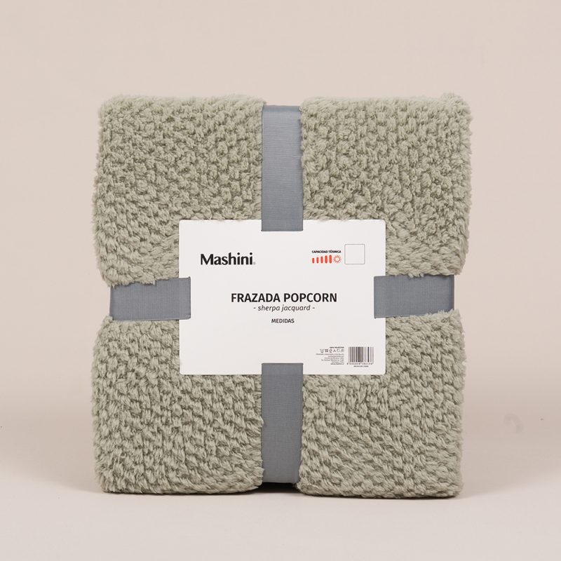 Frazada Pop Corn Sherpa Jacquard King / Gris - Mashini - Imagen 4