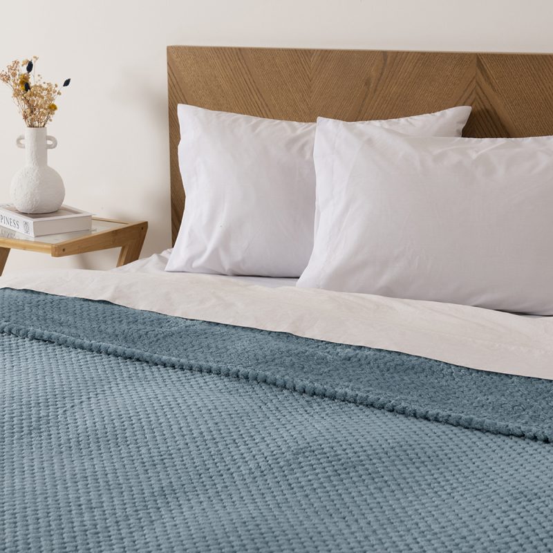 Frazada Pop Corn Sherpa Jacquard 2 Plazas / Gris - Mashini - Imagen 3