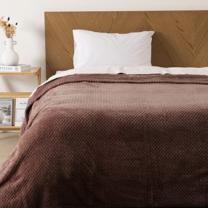 Frazada Pop Corn Sherpa Jacquard 1.5 Plazas / Café - Mashini