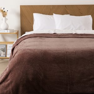 Frazada Pop Corn Sherpa Jacquard King / Café - Mashini