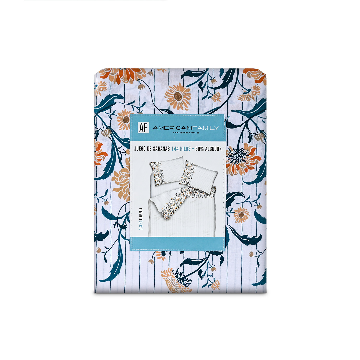 Juego de Sábanas Estampadas 144 Hilos 1 Plaza / Florelia - American Family - Imagen 4