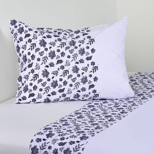 Juego de Sábanas Estampadas 144 Hilos 1 Plaza / Lavande Blanco - American Family