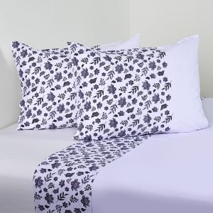 Juego de Sábanas Estampadas 144 Hilos 2 Plazas / Lavande Blanco - American Family