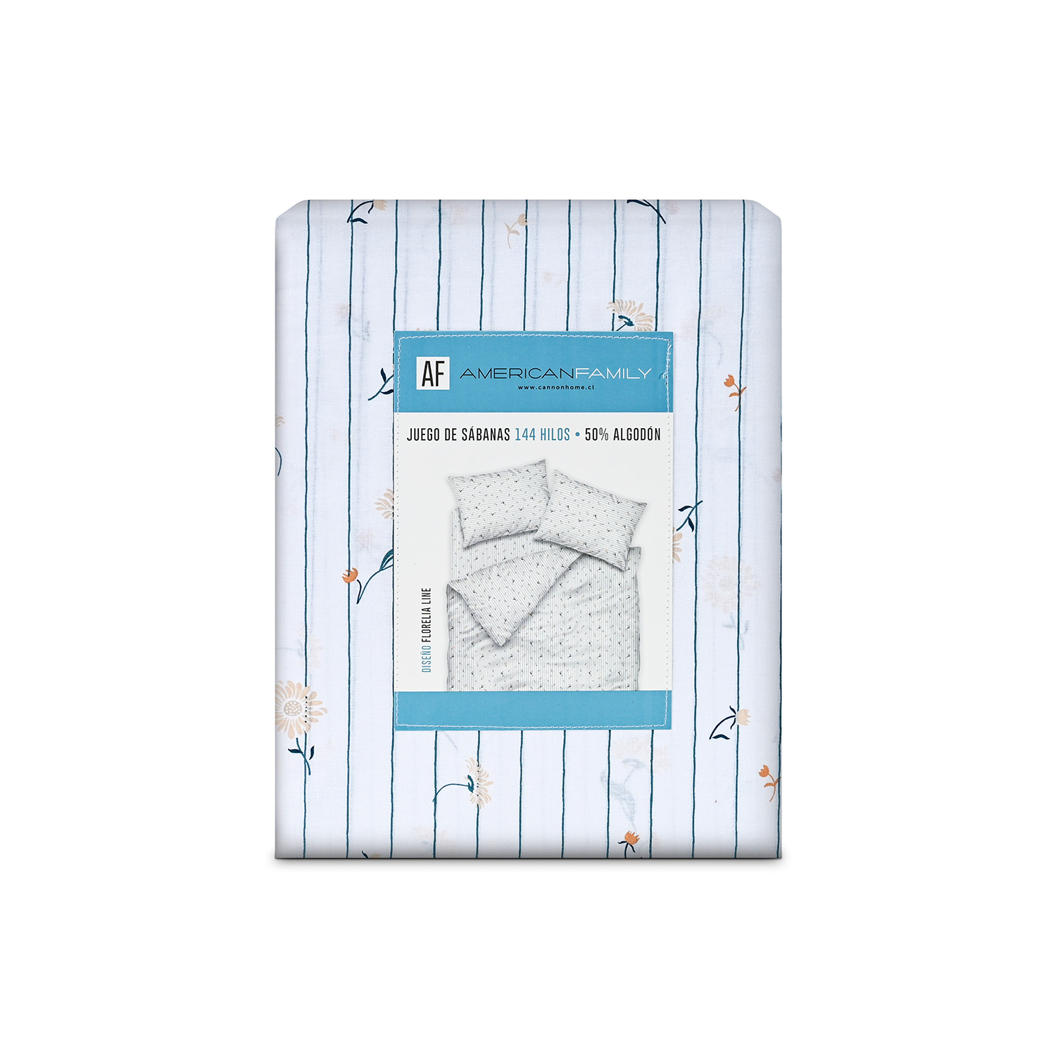 Juego de Sábanas Estampadas 144 Hilos 1 Plaza / Florelia Lines - American Family - Imagen 4