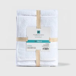 Set de 4 Toallas 100% Algodón / Blanco - American Family