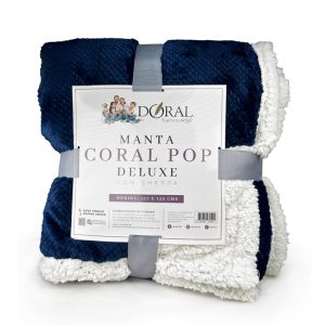 Manta Coral Pop Sherpa / Azul Marino - Doral