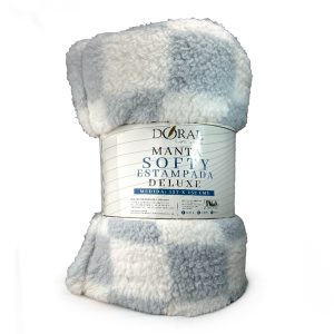 Manta Softy Estampada /  Cuadrillé  Gris - Doral