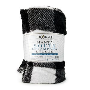 Manta Softy Estampada /  Cuadrillé  Negro Blanco - Doral
