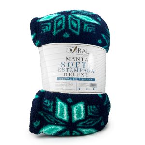 Manta Softy Estampada /  Flor Petróleo Verde - Doral