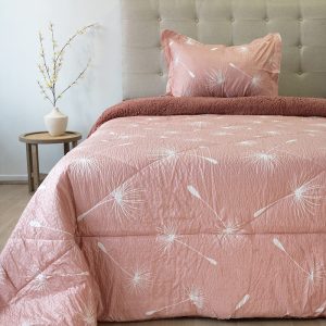 Plumón Estampado Outboss Deluxe 1.5 Plazas / Dientes De León Rosa Viejo - Doral