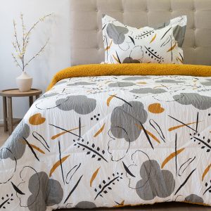 Plumón Estampado Outboss Deluxe 1.5 Plazas / Nubes Gris Mostaza - Doral