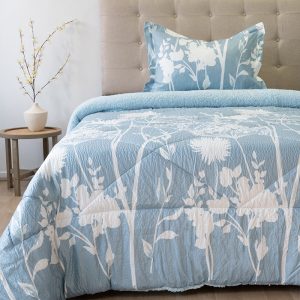 Plumón Estampado Outboss Deluxe 1.5 Plazas / Ramas Celeste Blanco - Doral