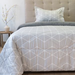 Plumón Estampado Outboss Deluxe 1.5 Plazas / Triangulo Gris - Doral