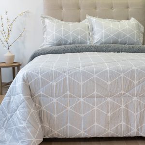 Plumón Estampado Outboss Deluxe 2 Plazas / Triangulo Gris - Doral