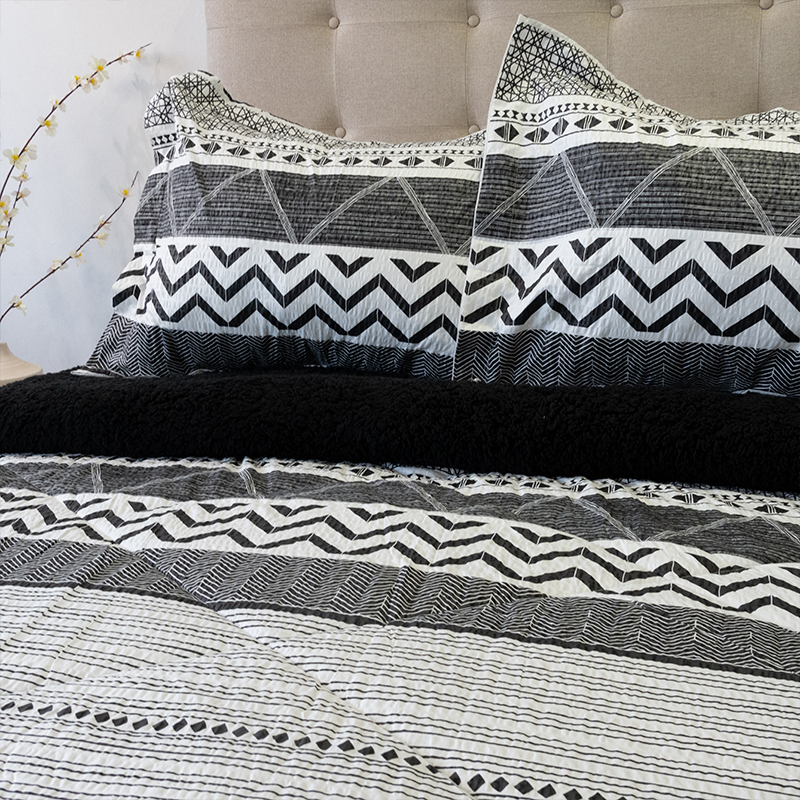 Plumón Estampado Outboss Deluxe 2 Plazas / Zigzag Blanco Negro - Doral - Imagen 3