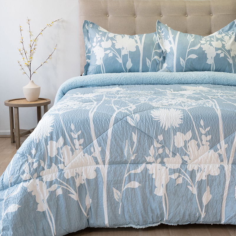 Plumón Estampado Outboss Deluxe 2.5 Plazas / Ramas Celeste Blanco - Doral