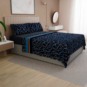 Sábanas de Polar Composé King / Geometría Azul Salmón - Doral