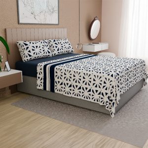 Sábanas de Polar Composé King / Triángulos Azul Blanco - Doral