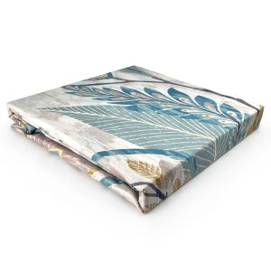 Sábanas Piel Durazno 1.5 plazas / Hojas Azul Mostaza - Doral