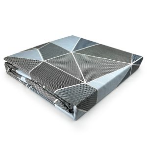 Sábanas Piel Durazno 2 plazas / Triángulos Gris Negro - Doral