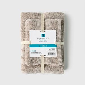 Set de 2 Toallas 100% Algodón / Beige - American Family