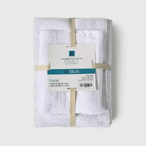 Set de 2 Toallas 100% Algodón / Blanco - American Family