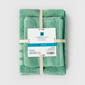 Set de 2 Toallas 100% Algodón / Menta - American Family