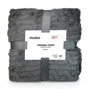Frazada Teddy Texture Mix 2 Plazas / Gris - Mashini