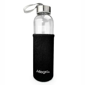 Botella de vidrio 450 cc con Funda / Negro - Allegra