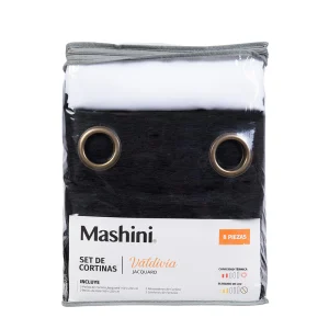 Set De Cortinas 8 Piezas Valdivia Jacquard / Negro - Mashini